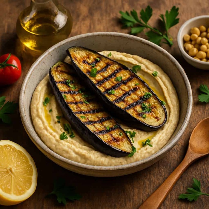 Aubergine & hummus grills — a Turkey dish
