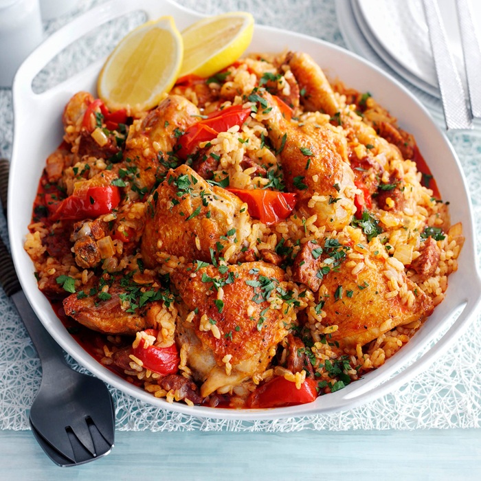 Chicken & chorizo rice pot — a Spain dish