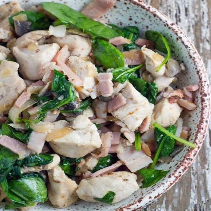 Chicken Salad With Mushrooms and Bacon — chicken