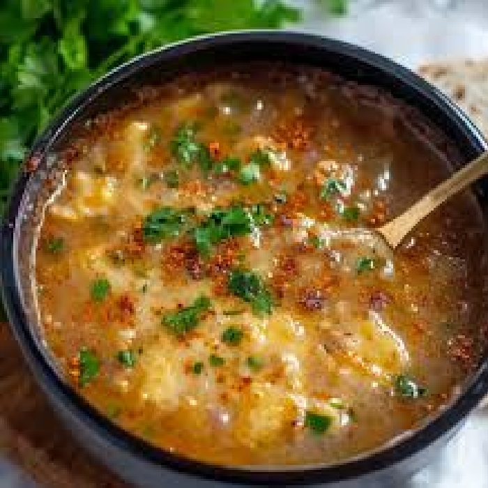 Chorba Hamra bel Frik (Algerian Lamb, Tomato, and Freekeh Soup) — a Algeria dish