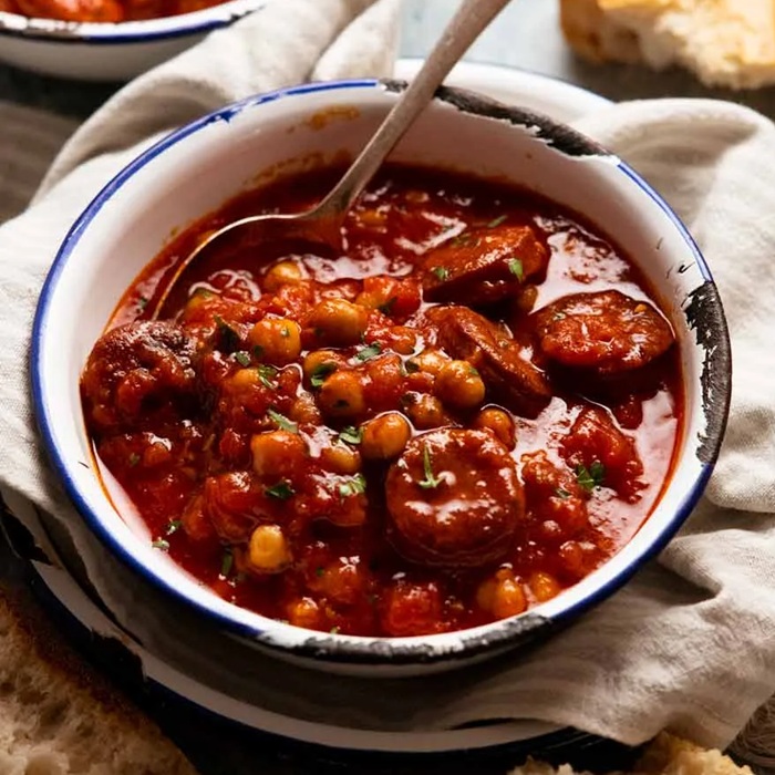 Chorizo & chickpea soup — a Spain dish
