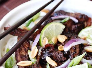 Curry Beef Over Rice Noodles — a India dish