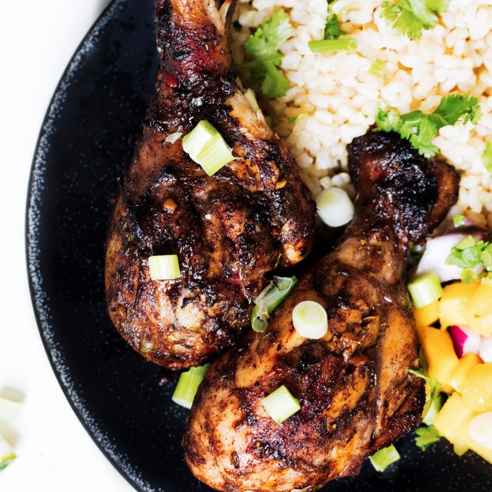 Jerk chicken with rice & peas — a Jamaica dish