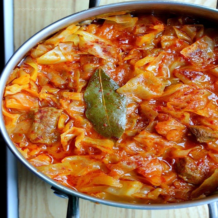 Lakra me Mish Cabbage and Meat Stew — beef