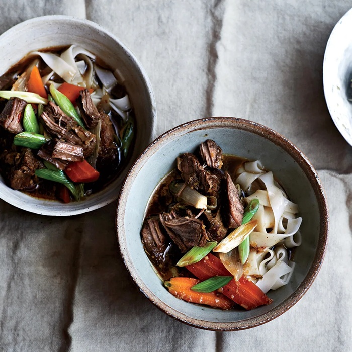 Lemongrass beef stew with noodles — a Thailand dish