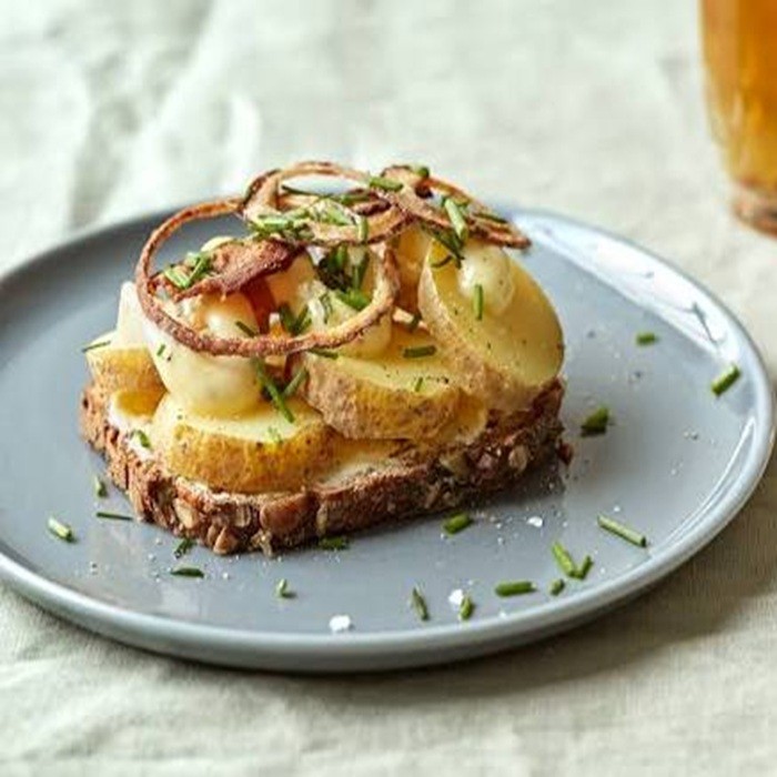 Open-faced Sandwich With Potato — pork