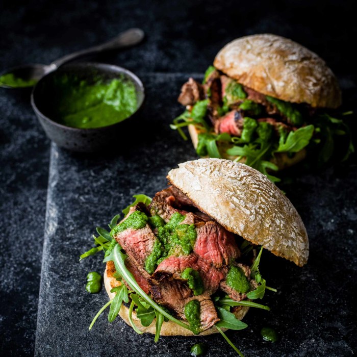 Portuguese prego with green piri-piri — a Portugal dish