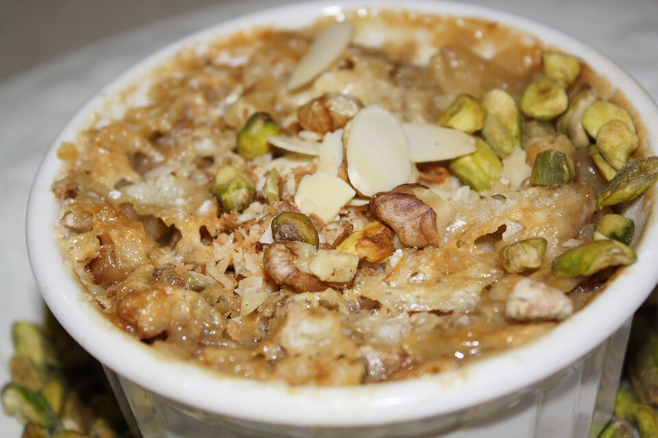 Puff Pastry with Nuts and Whipped Cream (Om Ali) — world recipes