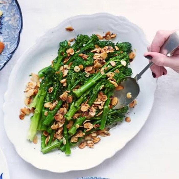 Purple sprouting broccoli tempura with nuoc cham — a Vietnam dish