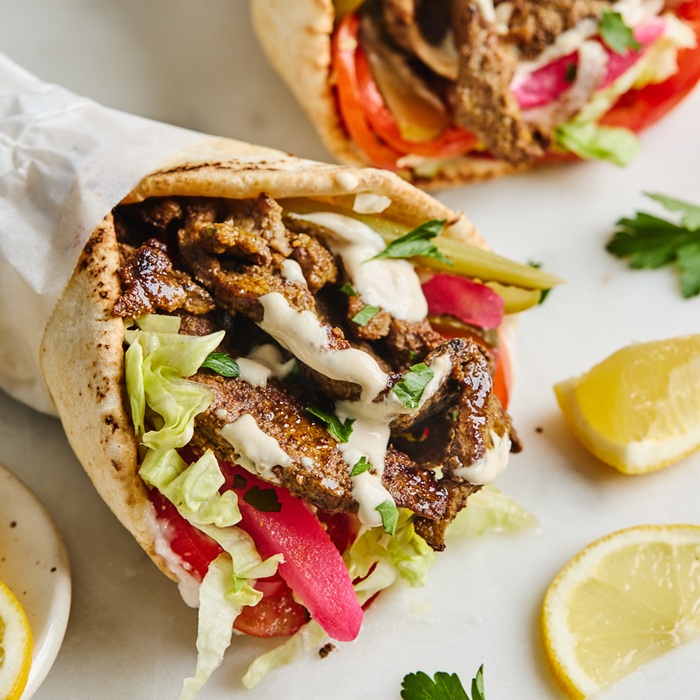 Shawarma chuck roast wrap — a Saudi Arabia dish