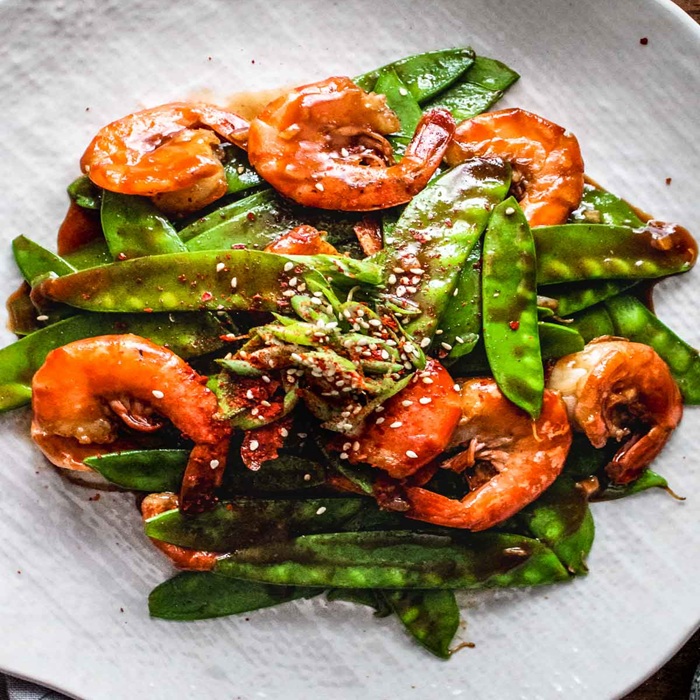 Shrimp With Snow Peas — a China dish