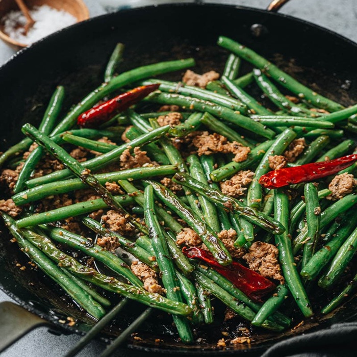 Sichuan Style Stir-Fried Chinese Long Beans — a China dish