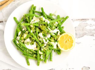 Snap Pea and Green Bean Salad with Arugula Pesto — side dish