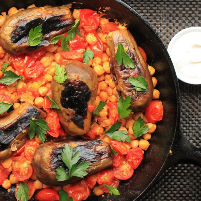 Stovetop Eggplant With Harissa, Chickpeas, and Cumin Yogurt — a United States dish