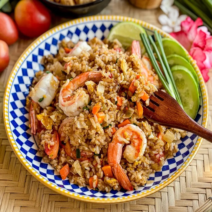 Thai fried rice with prawns & peas — a Thailand dish