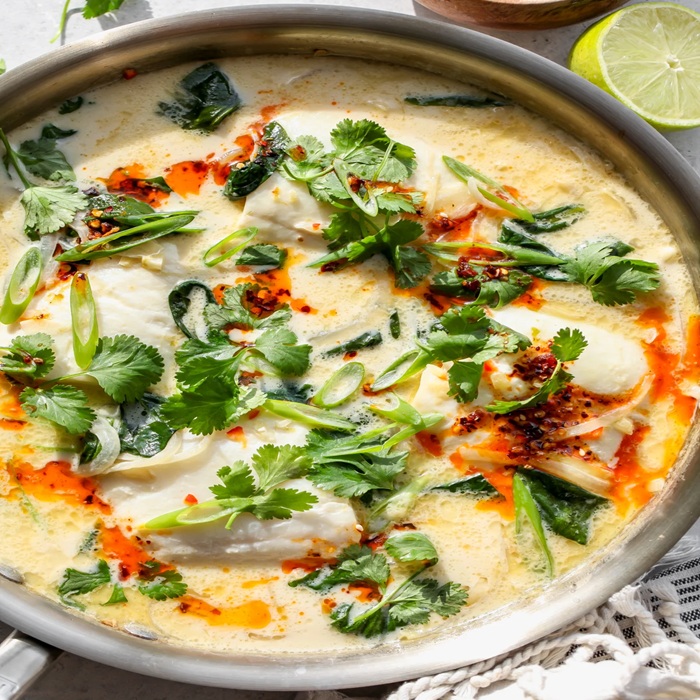Thai-style fish broth with greens — a Thailand dish