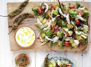 Turkish Chicken Salad with Home-made Cacik Yogurt Sauce — lunch