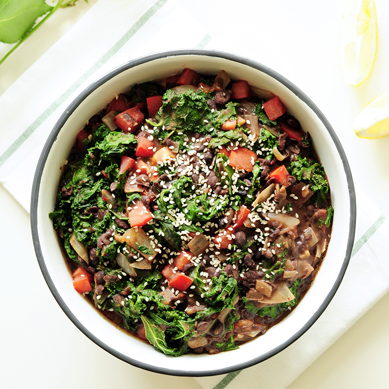 Warm Black Bean Salad with Kale and Tomatoes — world recipes