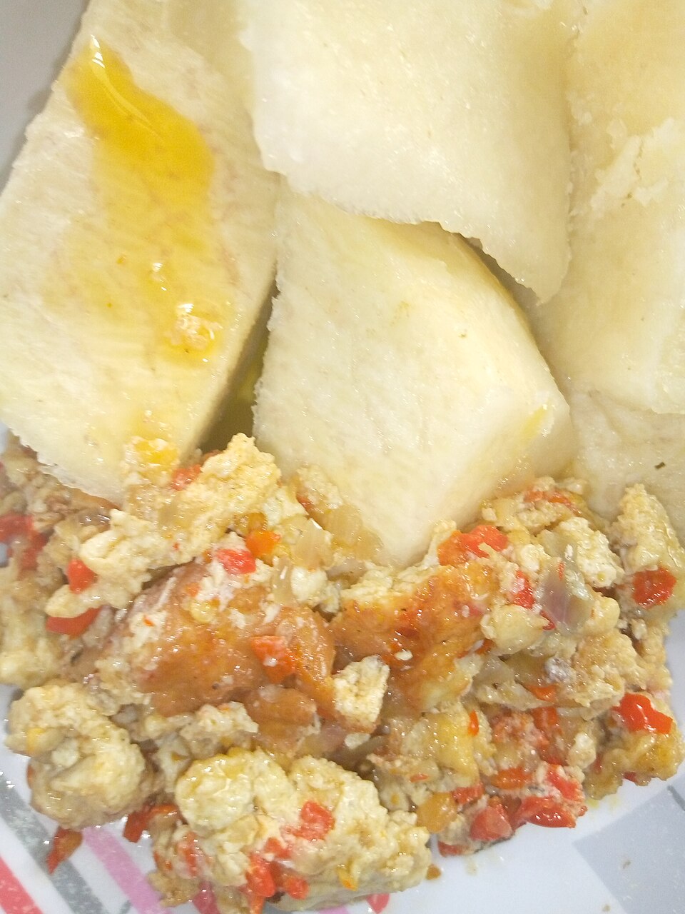 Yam and Spicy Egg Sauce — world recipes